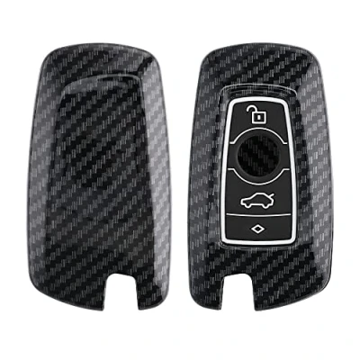 Afbeelding van kwmobile hoes voor autosleutel geschikt BMW 3 knops draadloze (alleen Keyless Go) Autosleutelbehuizing in zwart Carbon design