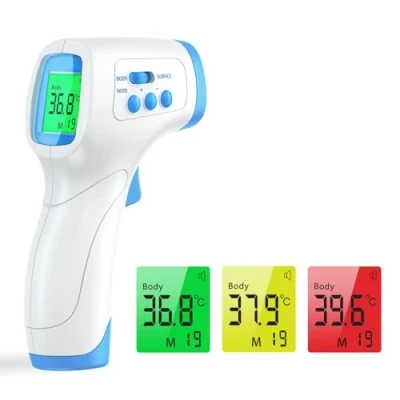 Afbeelding van Wawech voorhoofdthermometer, infraroodthermometer voor volwassenen en kinderen, contactloos, met lcd display, geheugenfunctie (40 metingen), koortsalarm, snelle nauwkeurige metingen Blauw