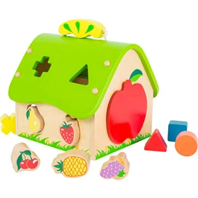 Afbeelding van Vormenstoof Fruit huis 9 verschillende fruitelementen van massief hout Houten speelgoed vanaf 1 jaar