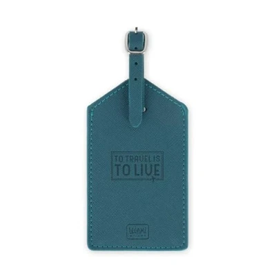 Afbeelding van Legami Bagagelabel, bagagelabel voor koffer, vliegtuigreisaccessoires, cruise trein, ter bescherming van gegevens PU leer en microvezel, petrol blauw