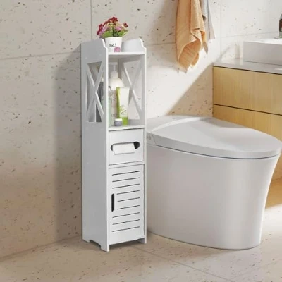 Afbeelding van Drumm Badkamermeubel, toiletkast, toiletopslag, badkameropslag, lade, vak, ruimtebesparend, kleine ruimtes (20 x 15 80 cm)