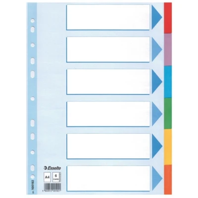 Image de Esselte Intercalaires en carton, uni, A4, 6 touches