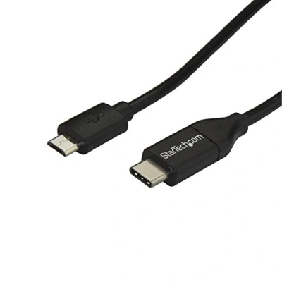 Image de StarTech.com Câble USB C vers Micro de 2 m Cordon type B charge compatible Thunderbolt 3 M/M 2.0 24 pin (M) pour noir