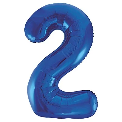 Afbeelding van Unique Party gigantische folieballon nummer 2 blauw 5599 86 cm
