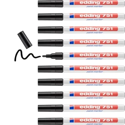 Afbeelding van Viltstift edding 751 lakmarker rond 1 2mm zwart