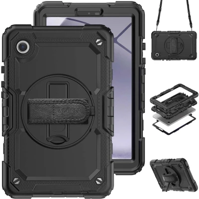 Afbeelding van Accezz Tablet Hoes Geschikt voor Samsung Galaxy Tab A9 8.7 inch Rugged Backcover Shoulder Strap Zwart