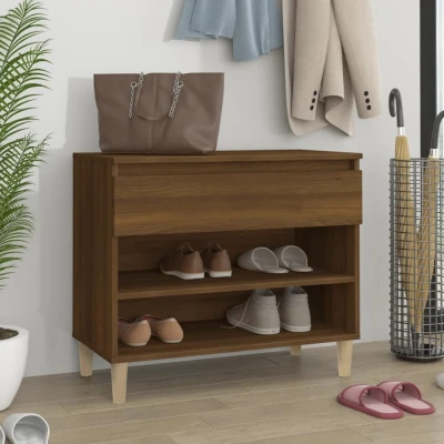 Afbeelding van Schoenenkast 70x36x60 cm bewerkt hout bruin eikenkleur
