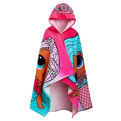 Afbeelding van LOL Surprise Dolls Hooded Handdoek 100% Katoen Poncho Meisjes Grote Strandhanddoek Badhanddoek Zwembadhanddoek, Roze