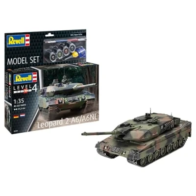 Afbeelding van 1:35 Revell 63281 Leopard 2 A6/A6NL Tank met Duitse en Nederlandse Decals Model Set Plastic Modelbouwpakket