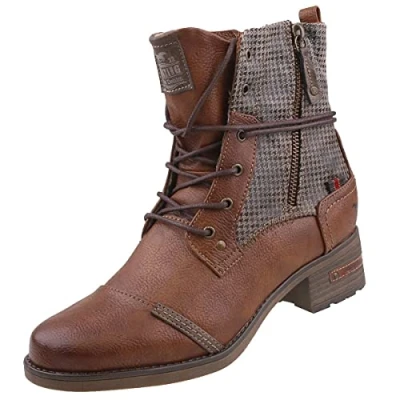 Afbeelding van Mustang Veterboots, Dames, Maat: 41, Cognac Hoogwaardig imitatieleer