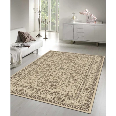 Afbeelding van Nain Klassiek Laagpolig Oosters Vintage Vloerkleed Tapijt Creme Beige Rechthoek Polypropyleen 280x380cm