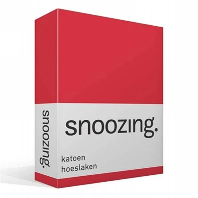 Afbeelding van Snoozing Katoen Hoeslaken Lits jumeaux 180x220 cm Rood