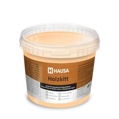 Afbeelding van HAUSA Houtstopverf 1 kg larikshoutplamuur, houtplamuur, plamuur voor het repareren van houtschade, klaar gebruik, uitstekende vulkracht, sneldrogend