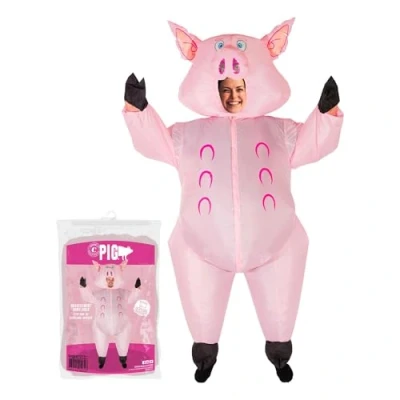 Afbeelding van Original Cup® AirSuit® Kostuum, opblaasbaar, grappig, premium kwaliteit, voor volwassenen, polyester, aangenaam draaggevoel, duurzaam, incl. opblaassysteem, varken