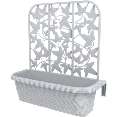 Afbeelding van Bama Fioriera Bloem Balkonbakken Privacy 60x22x64 cm 2 Stuks Wit