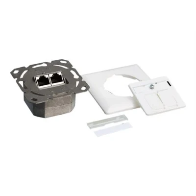 Image de LogiLink Prise à montage encastré montable sur mur CAT 6a STP RJ 45 X 2 RAL 9003, blanc signal
