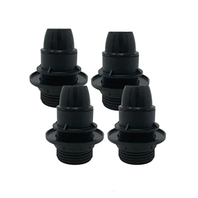 Afbeelding van HALOTEC Set van 4 E14 fittingen met schroefdraad en klemring voor lampenkap, fitting, zwart schroefdraadbuis, kleur: