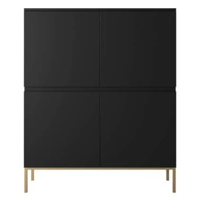 Afbeelding van Selsey Bemmi Hoge Dressoir 100 cm Zwart met zwarte poten