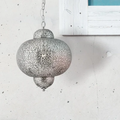Afbeelding van Marokaanse stijl hanglamp Fretwork RVS 9221 1SS