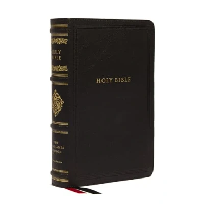 Afbeelding van NKJV Large Print Reference Bible, Black Leathersoft, Red Letter, Comfort Print, Thumb Indexed (Sovereign Collection)