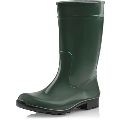 Afbeelding van Ladeheid LA LMG 967 Ilse Dames Regenlaarzen Rubber Hoog PVC Waterdicht Flessengroen/Zwart 38