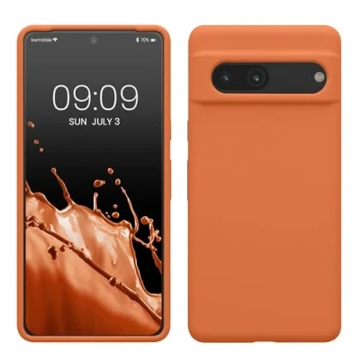 Afbeelding van kwmobile telefoonhoesje geschikt voor Google Pixel 7 Hoesje met siliconen coating Smartphone case in warme abrikoos