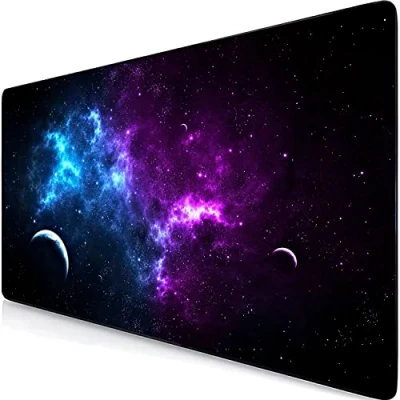Afbeelding van Retoo XXL muismat, 800 x 400 mm, grote gaming muismat met kosmos patroon, speciaal oppervlak, verbetert de snelheid, randen zonder franjes, groot formaat