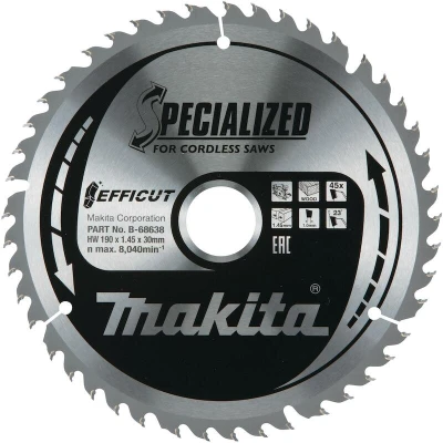 Afbeelding van Makita CirkelZaagblad Hout 190x30x1,45 45T B 68638