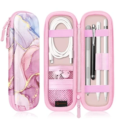 Afbeelding van FINTIE Pencilhoes PU lederen hoes duurzame opbergtas beschermhoes met geïntegreerd vak voor iPad Pencil/Samsung S Pen/Surface Pen/Logitech potlood, glorieus marmer