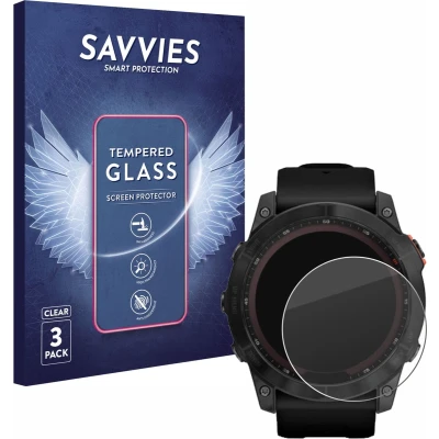 Afbeelding van Savvies Glas Screenprotector voor Garmin Fenix 7X (51 mm) Gehard Beschermglas 9H (3 Stuks)