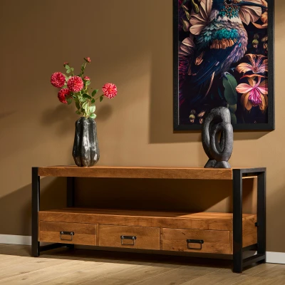 Afbeelding van Homestylingshop tv meubel industrieel Ben 150 cm mangohout