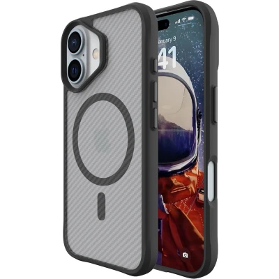 Afbeelding van imoshion Hoesje Geschikt voor iPhone 16 Rugged Hybrid Carbon Case MagSafe Zwart