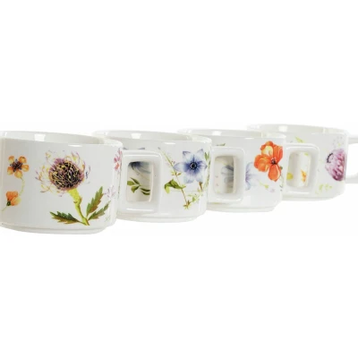 Afbeelding van Set van koffiekopjes DKD Home Decor Multicolour Metaal Dolomite 260 ml (4 Onderdelen)