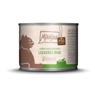 Afbeelding van 6x200g heerlijk puur rundvlees MjAMjAM kattenvoer nat