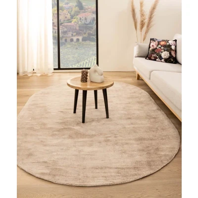 Afbeelding van Viscose Vloerkleed Ovaal Glamour Beige 120x180 Cm