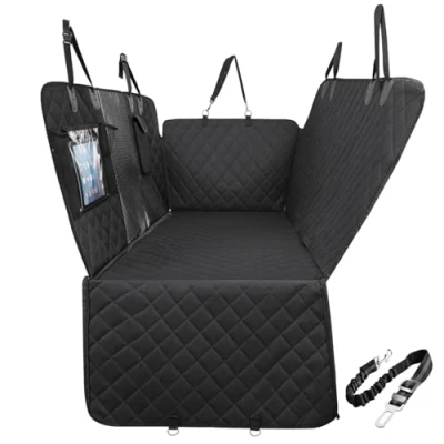 Image de Gimars Protection Voiture Chien, 157 * 137cm Housse Chien Imperméable et Antidérapante, Universel Siege Transport avec Maille Visuelle Fenêtre Rangement Pochette