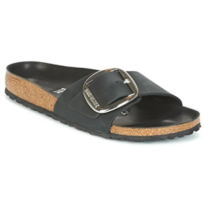 Afbeelding van Birkenstock Madrid BIG Buckle Pantoffels, Dames, Maat: 36, Black Leer