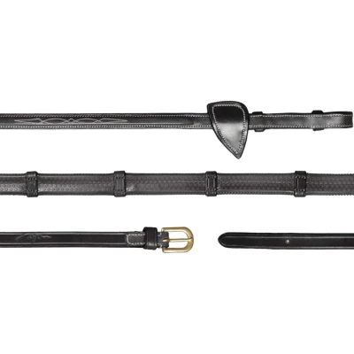 Afbeelding van Dyon Teugels Rubber 1/2 met Leren Stops Zwart Pony