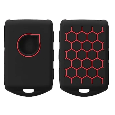 Afbeelding van kwmobile autosleutel hoesje geschikt voor Volvo 4 knops Keyless Go hoes TPU behuizing Beschermende auto sleutel case Sleuteletui in zwart / rood