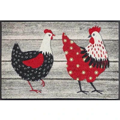 Afbeelding van Wash+Dry Chicken Farm Deurmat, wasbaar, voor binnen en buiten, 50 x 75 cm, meerkleurig