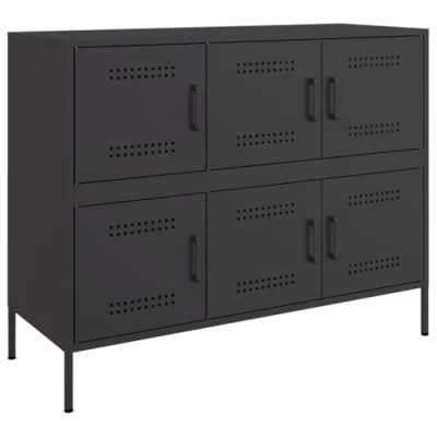 Afbeelding van Dressoir 100,5x39x79 cm koudgewalst staal zwart