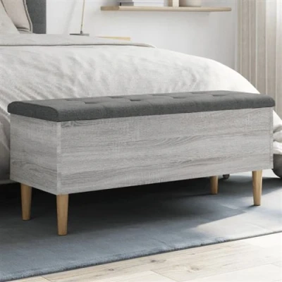 Afbeelding van Opbergbankje 102x42x46 cm bewerkt hout grijs sonoma eikenkleur