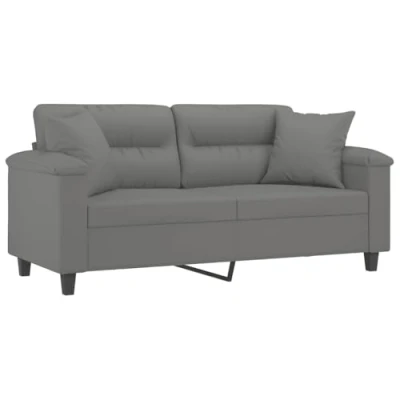 Afbeelding van vidaXL Tweezitsbank met kussens 140 cm microvezelstof donkergrijs