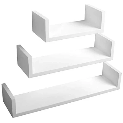 Afbeelding van WOLTU RG9239ws wandrek, kubusvorm, decoratie voor slaapkamer, woonkamer, cd boekenkast, MDF hout, modern, 3 stuks, verschillende diameters, wit