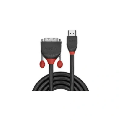 Image de Lindy Black Line Câble adaptateur liaison simple HDMI mâle pour DVI D 2 m triple blindage noir rond