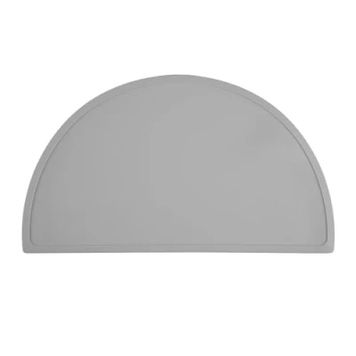 Afbeelding van Relaxdays placemat kinderen afwasbaar siliconen kinderplacemat halfrond peuter Lichtgrijs