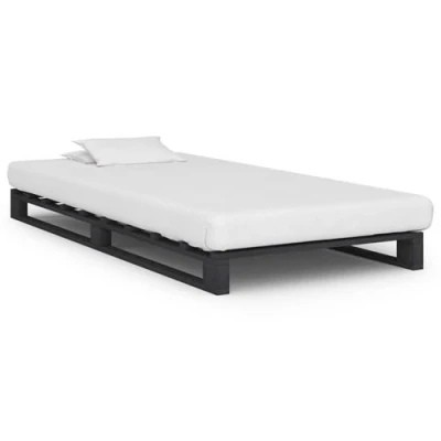 Afbeelding van vidaXL Bedframe pallet massief grenenhout grijs 90x200 cm
