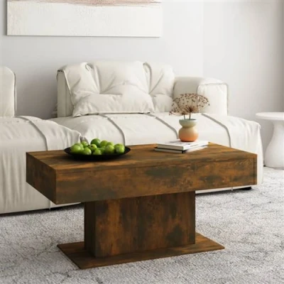Afbeelding van Salontafel 96x50x45 cm bewerkt hout gerookt eikenkleurig