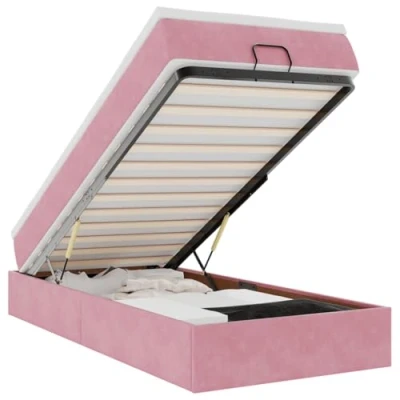 Afbeelding van vidaXL Ottoman bed met matras 90x200cm fluweel roze