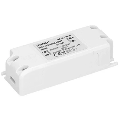 Afbeelding van Orno Transformator 12 V (90 VAC 254 naar VDC) voor G4 MR11 MR16 GU5.3 led lampen of ledstrips (6 W 50 W), IP20 (9 W)